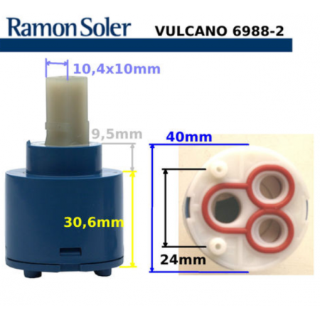 Cartucho de grifo Ramon Soler 6988-2 ó 40000-2 vulcano (para repuestos de grifo de RS y otros)