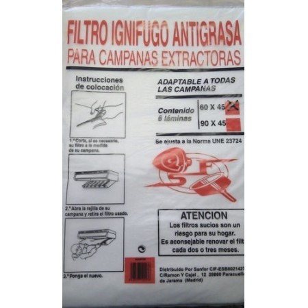 Filtros para campana extractora 90x45 cm