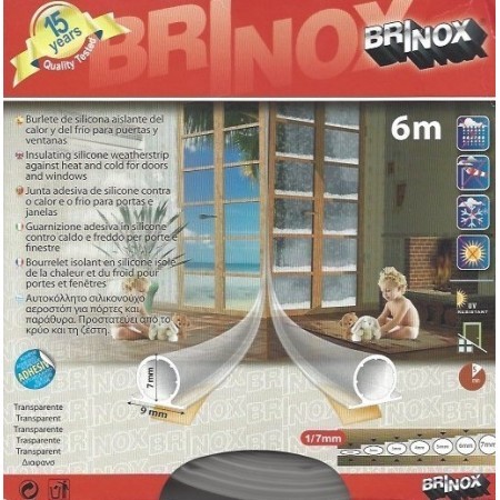 Burlete de silicona traslucido para ventanas y puertas