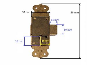 Cierre cerradura de puerta de armario color laton cuero con llave 98 x 33 mm cerradura