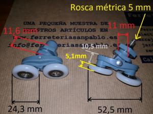 1 patín de mampara con doble rodamiento X1