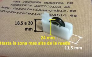 Rueda con rodamientos plastico 4B para ventanas de aluminio