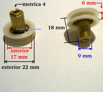 Rueda para mamparas 22 mm