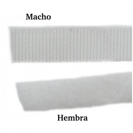 Velcro adhesivo blanco, parte macho