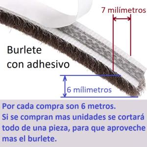 Burlete de pelos para correderas adhesivo